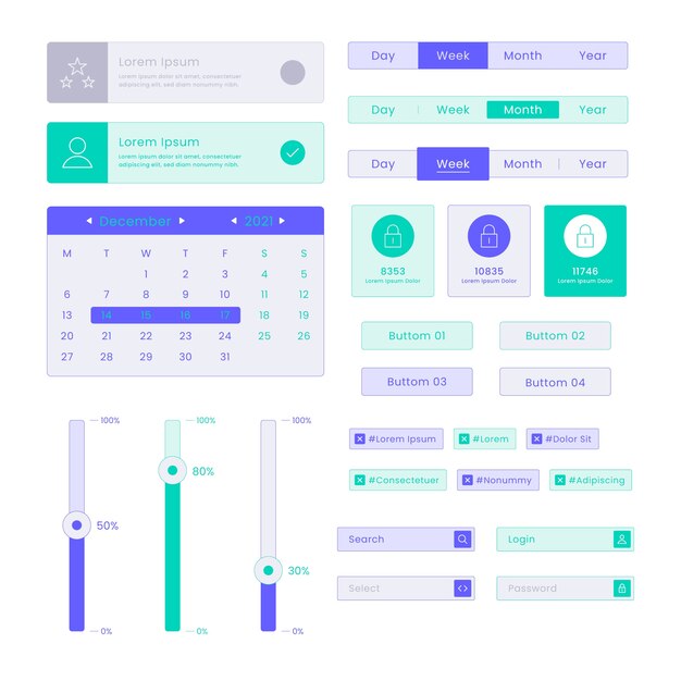 Flat design ui kit collectie