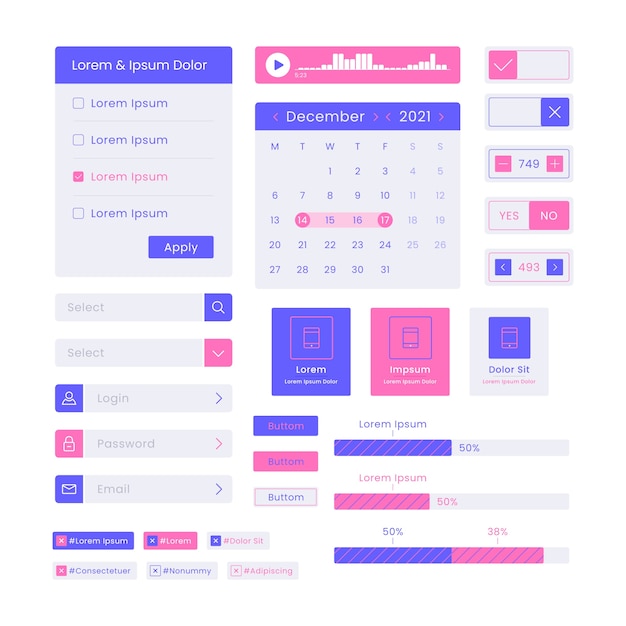 Flat design ui kit collectie