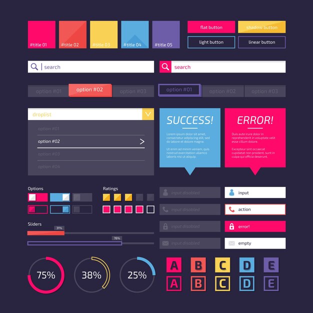 Flat design ui kit collectie