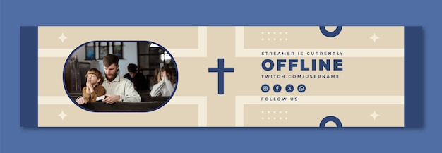 Flat design zondag dienst twitch banner