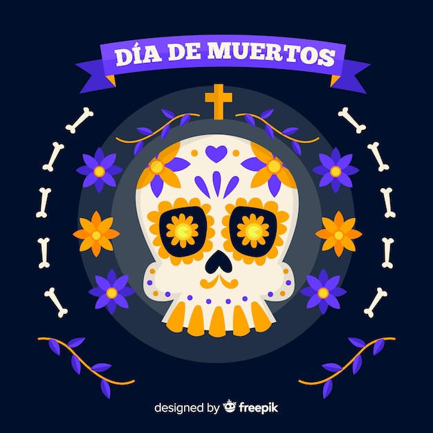 Flat día de muertos achtergrond concept