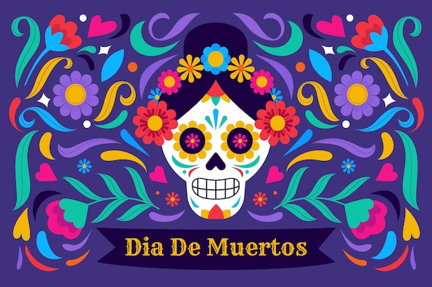 Gratis vector flat día de muertos achtergrond