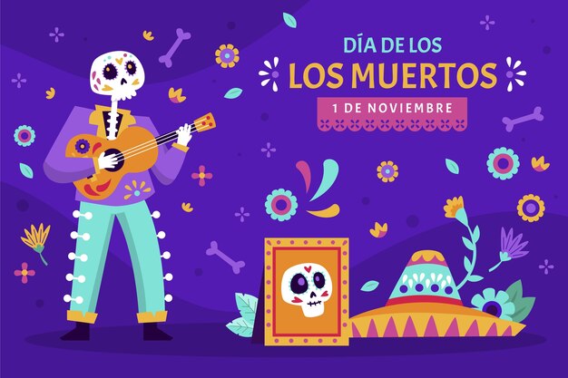 Flat día de muertos achtergrond