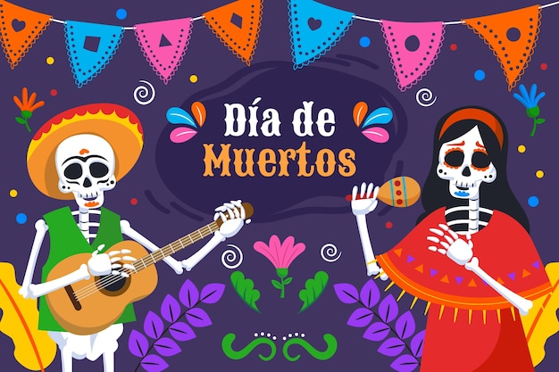 Gratis vector flat día de muertos achtergrond