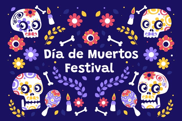 Flat día de muertos achtergrond