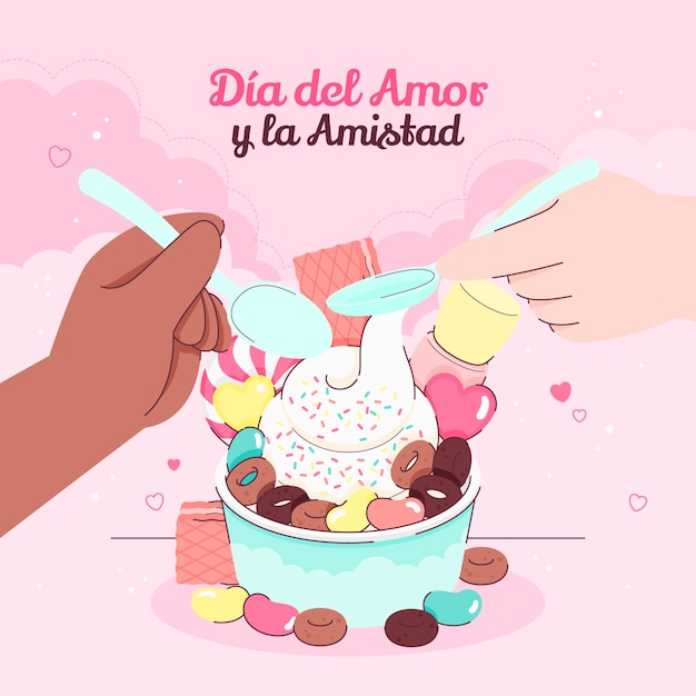 Gratis vector flat dia del amor y la amistad illustratie