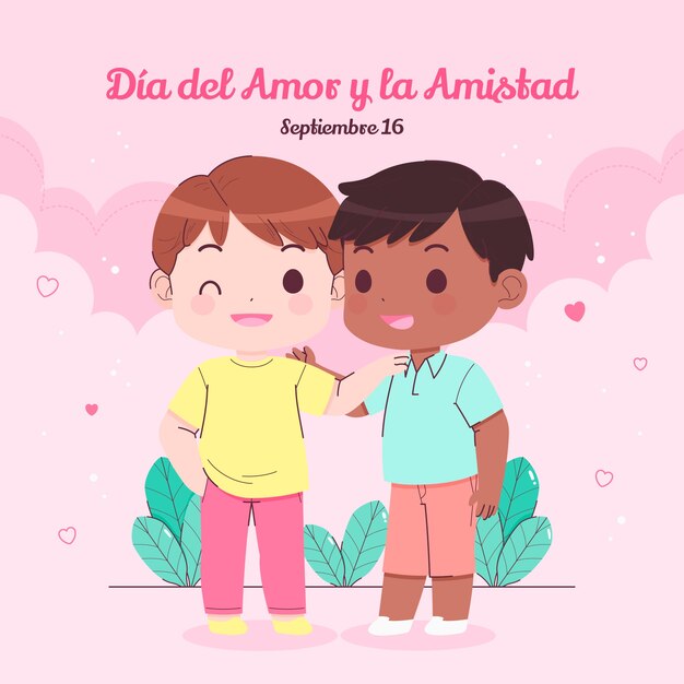 Flat dia del amor y la amistad illustratie