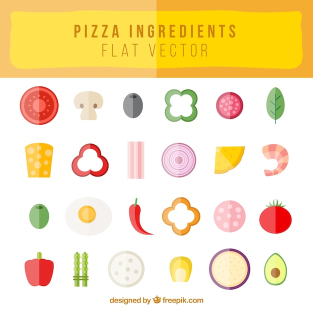 Gratis vector flat elementen voor pizza