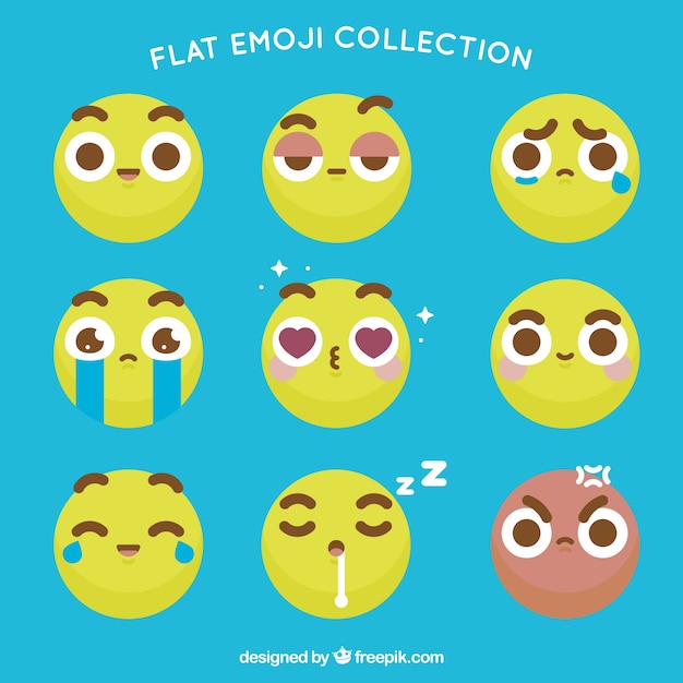 Gratis vector flat emoticons met bruine gegevens