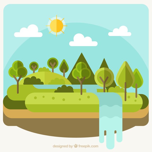 Gratis vector flat en geometrische lente landschap