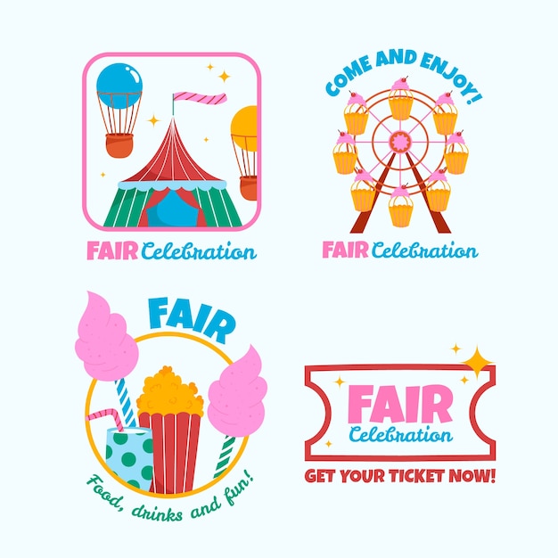 Gratis vector flat fair labels collectie