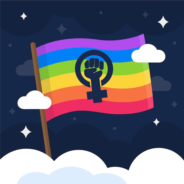 Gratis vector flat feministische lgbt + vlag