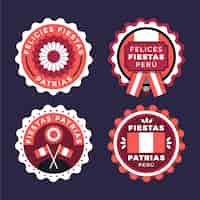 Gratis vector flat fiestas patrias de peru badge-collectie