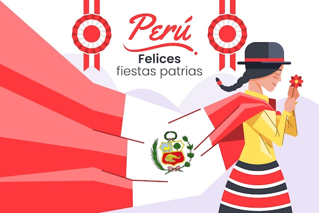 Flat fiestas patrias de peru illustratie