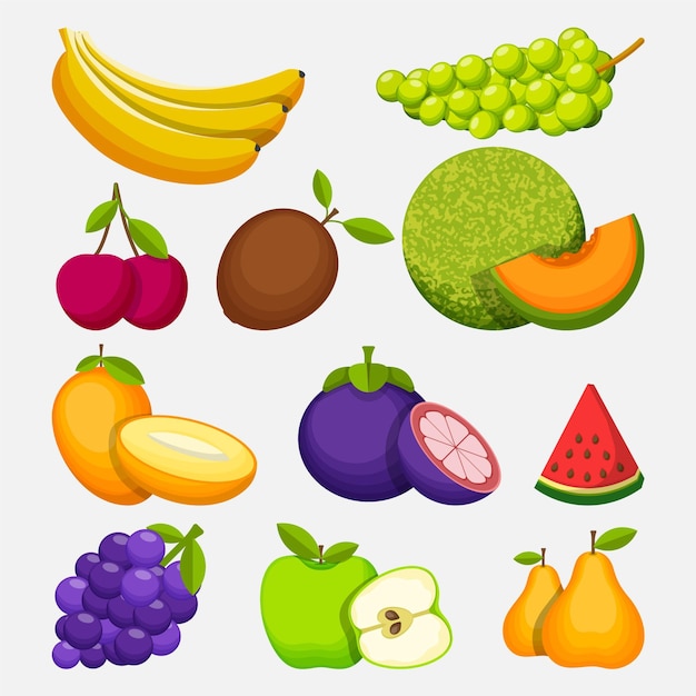 Gratis vector flat fruit collectie