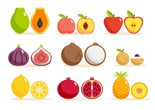 Gratis vector flat fruit collectie