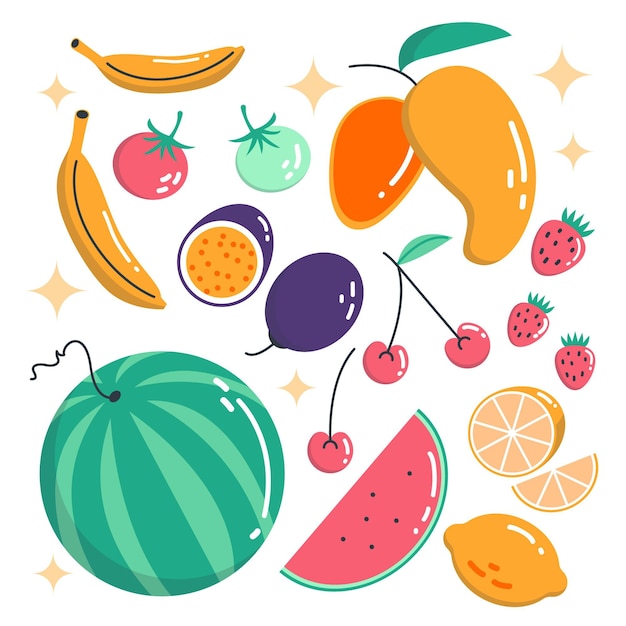 Gratis vector flat fruit collectie