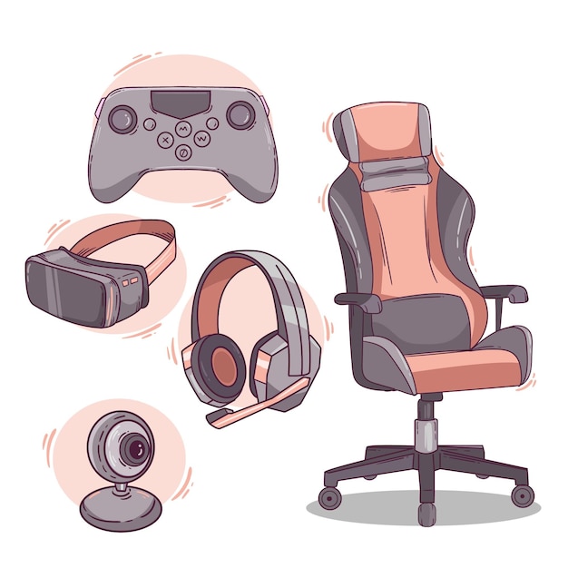 Gratis vector flat game streamer conceptelementen