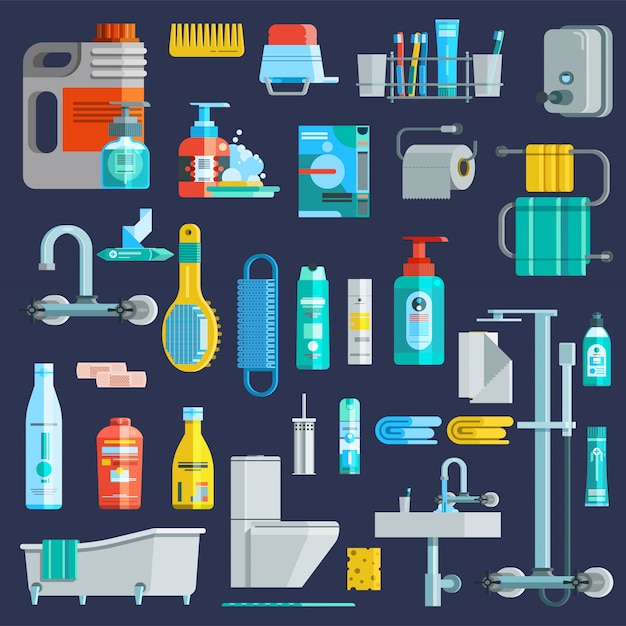 Flat gekleurde hygiëne icons set