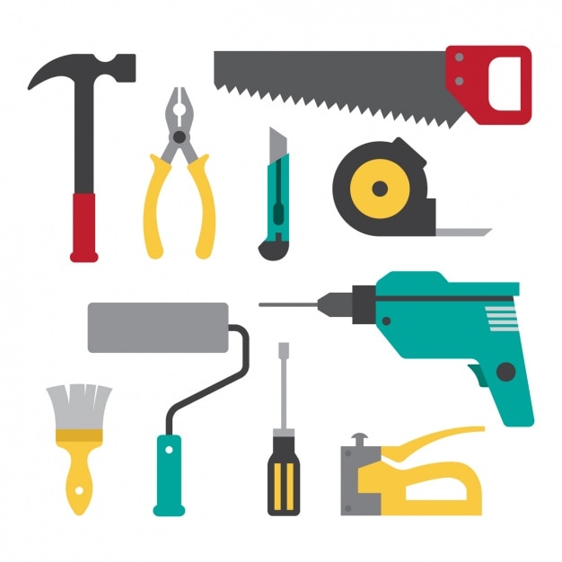 Gratis vector flat gereedschap collectie