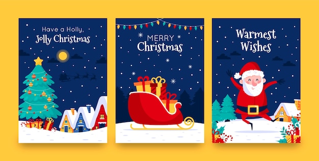 Flat greeting cards collectie voor kerstfeest