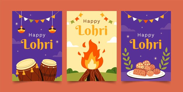 Flat greeting cards collectie voor lohri festival