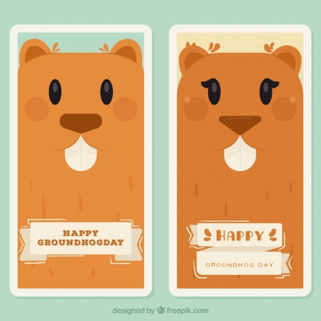 Flat groundhog day banners