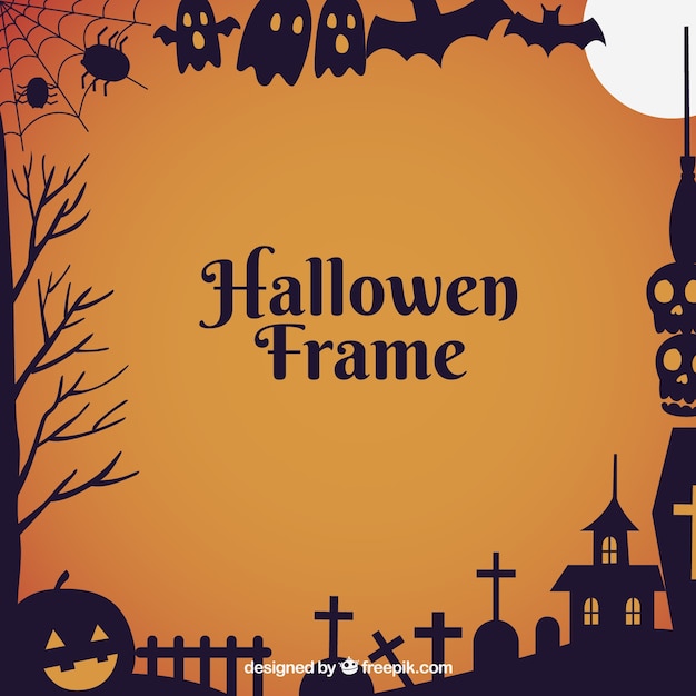 Flat halloween frame met moderne stijl