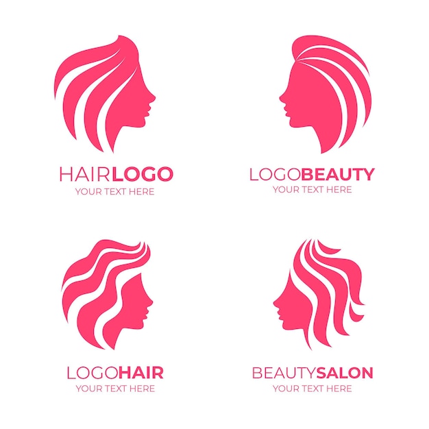 Gratis vector flat-hand getekend kapsalon logo pack