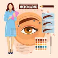 Gratis vector flat-hand getekend microblading illustratie