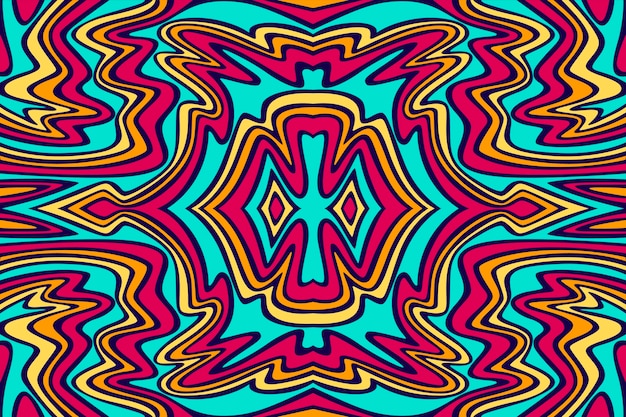 Gratis vector flat-hand getekend psychedelische groovy achtergrond