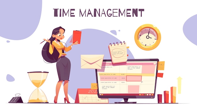 Gratis vector flat-hand getekend time management concept