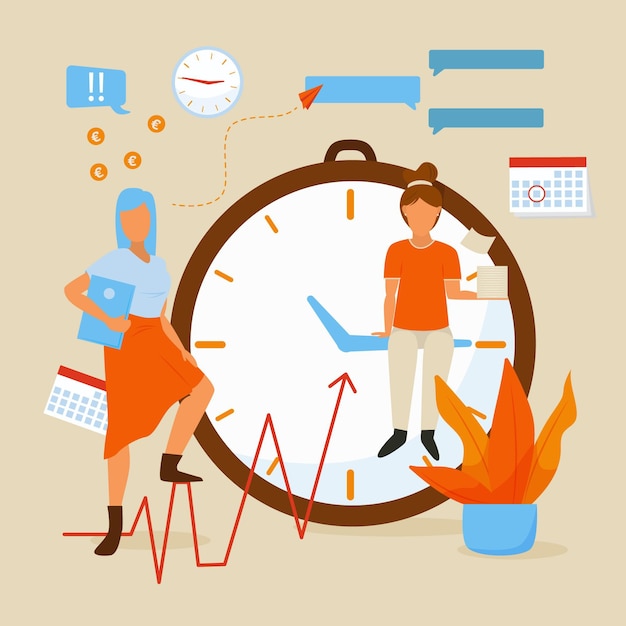 Gratis vector flat-hand getekend time management illustratie