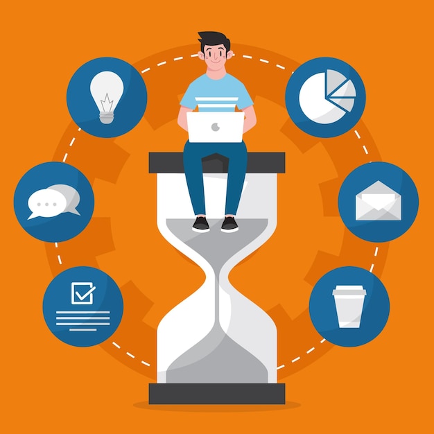 Gratis vector flat-hand getekend time management illustratie