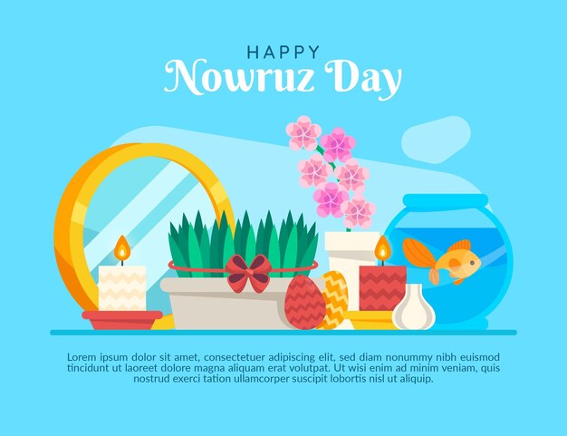 Flat happy nowruz illustratie