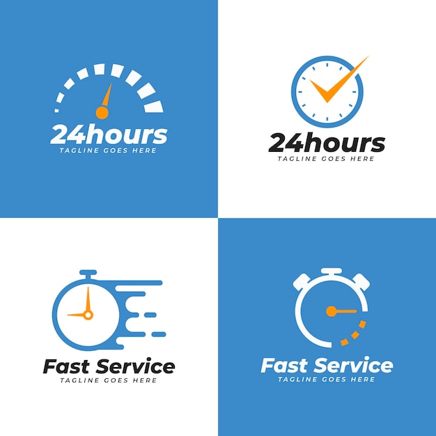 Gratis vector flat horloge logo collectie