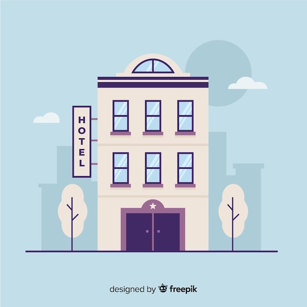 Gratis vector flat hotelgebouw in de stad