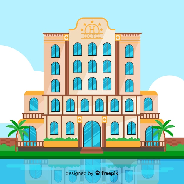 Gratis vector flat hotelgebouw