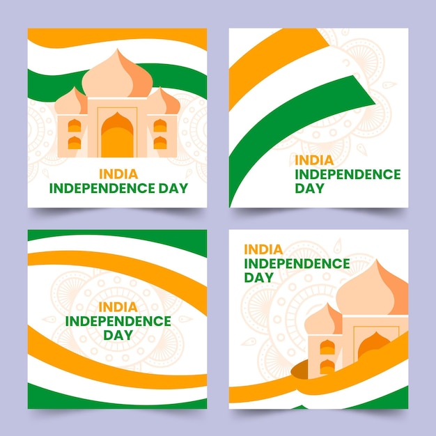 Flat india onafhankelijkheidsdag instagram posts collectie
