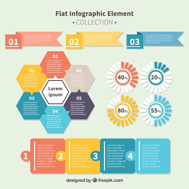 Gratis vector flat infographic element collectie