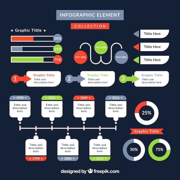 Gratis vector flat infographic element collectie