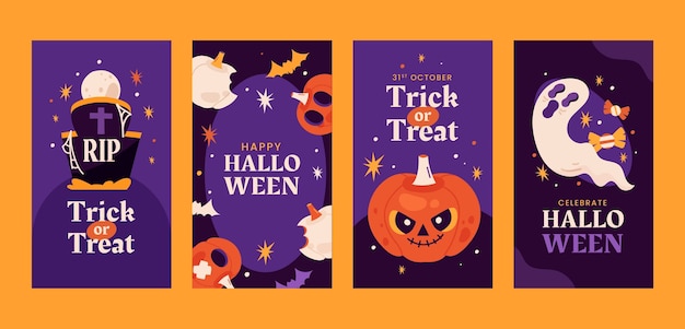 Flat instagram stories collectie voor halloween viering