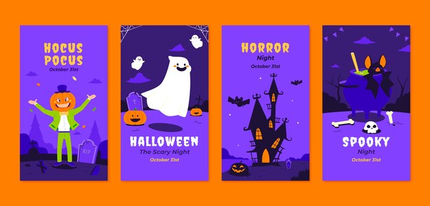 Flat instagram stories collectie voor halloween viering