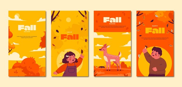 Gratis vector flat instagram stories collectie voor het herfstseizoen viering