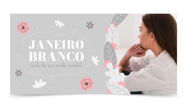 Flat janeiro branco horizontale banner sjabloon