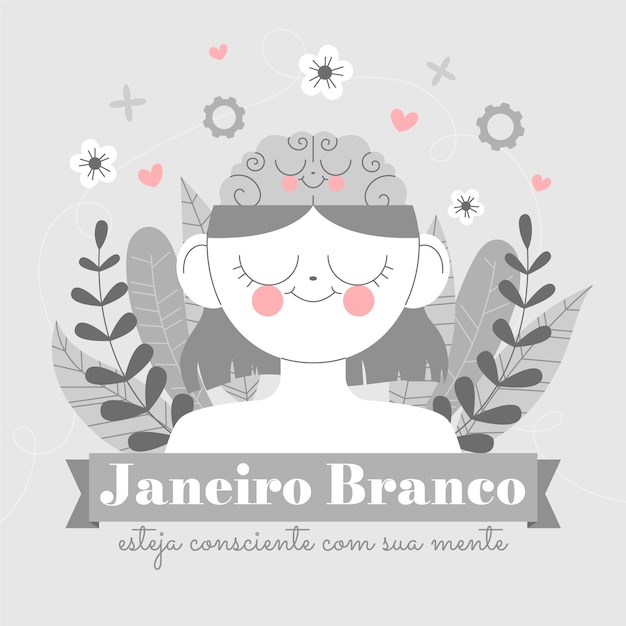 Gratis vector flat janeiro branco illustratie