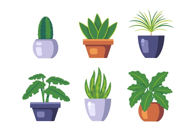 Gratis vector flat kamerplant collectie