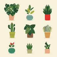 Gratis vector flat kamerplant collectie