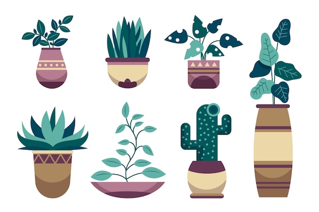 Gratis vector flat kamerplant collectie