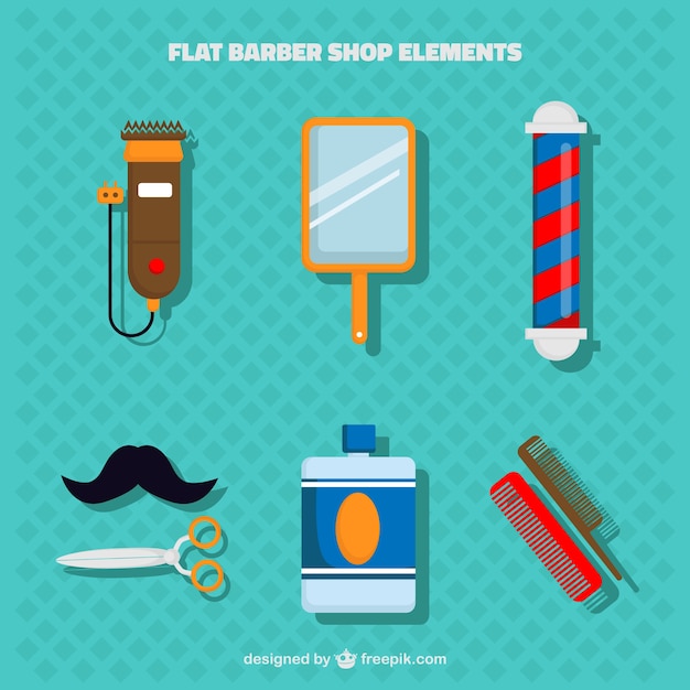 Gratis vector flat kapperszaak element collectie